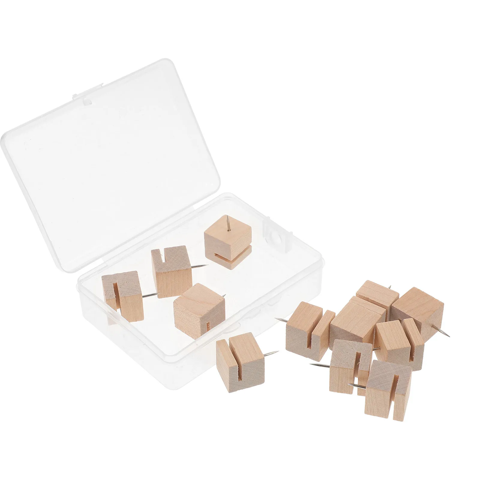 12개 나무 푸시핀 슬롯형 썸타크 코르크보드 게시판 지도 벽 사진 디스플레이 사무용품 장