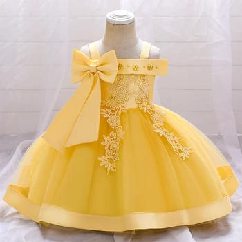 Abiti estivi con fiocco Abito da festa di compleanno per bambina infantile Fiore di pizzo Abiti da principessa per neonato Abito da sposa per bambina