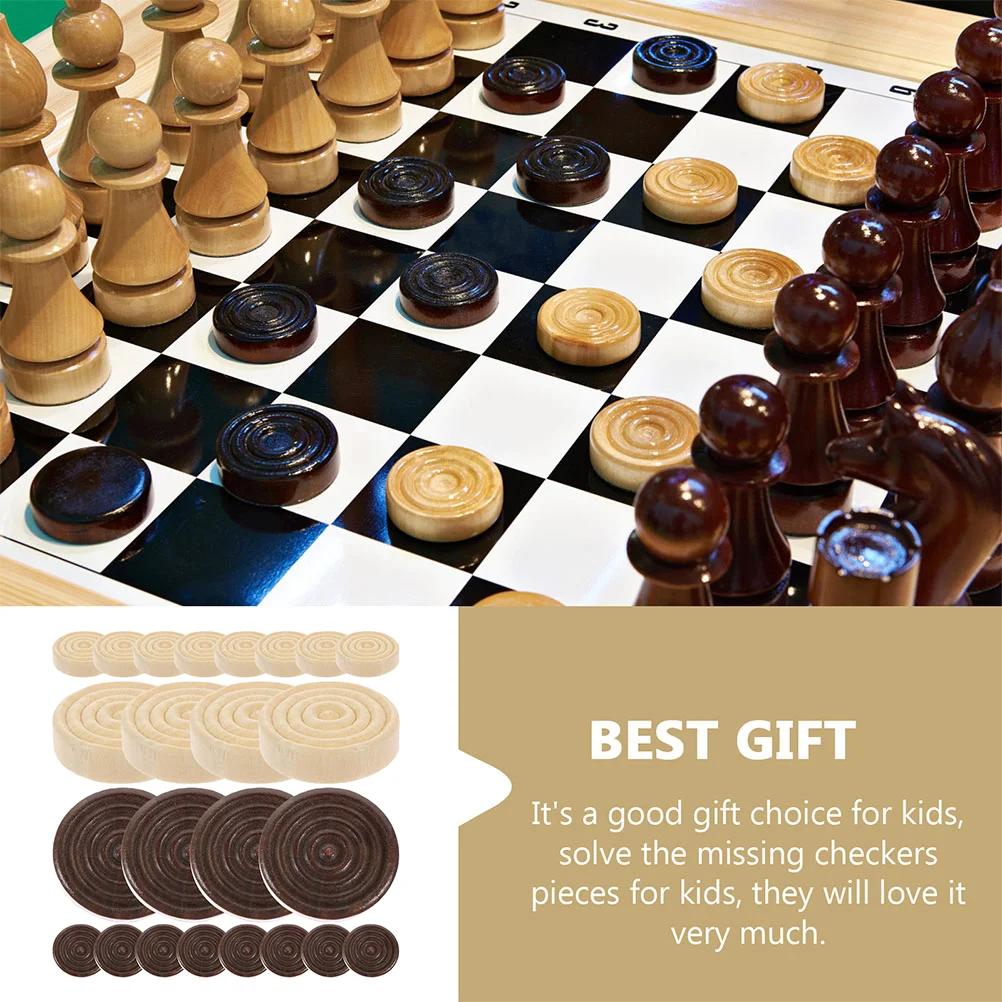 24 Pcs Chess Accessories Backgammon Game Accessory Wooden Checkers Replacement Lady