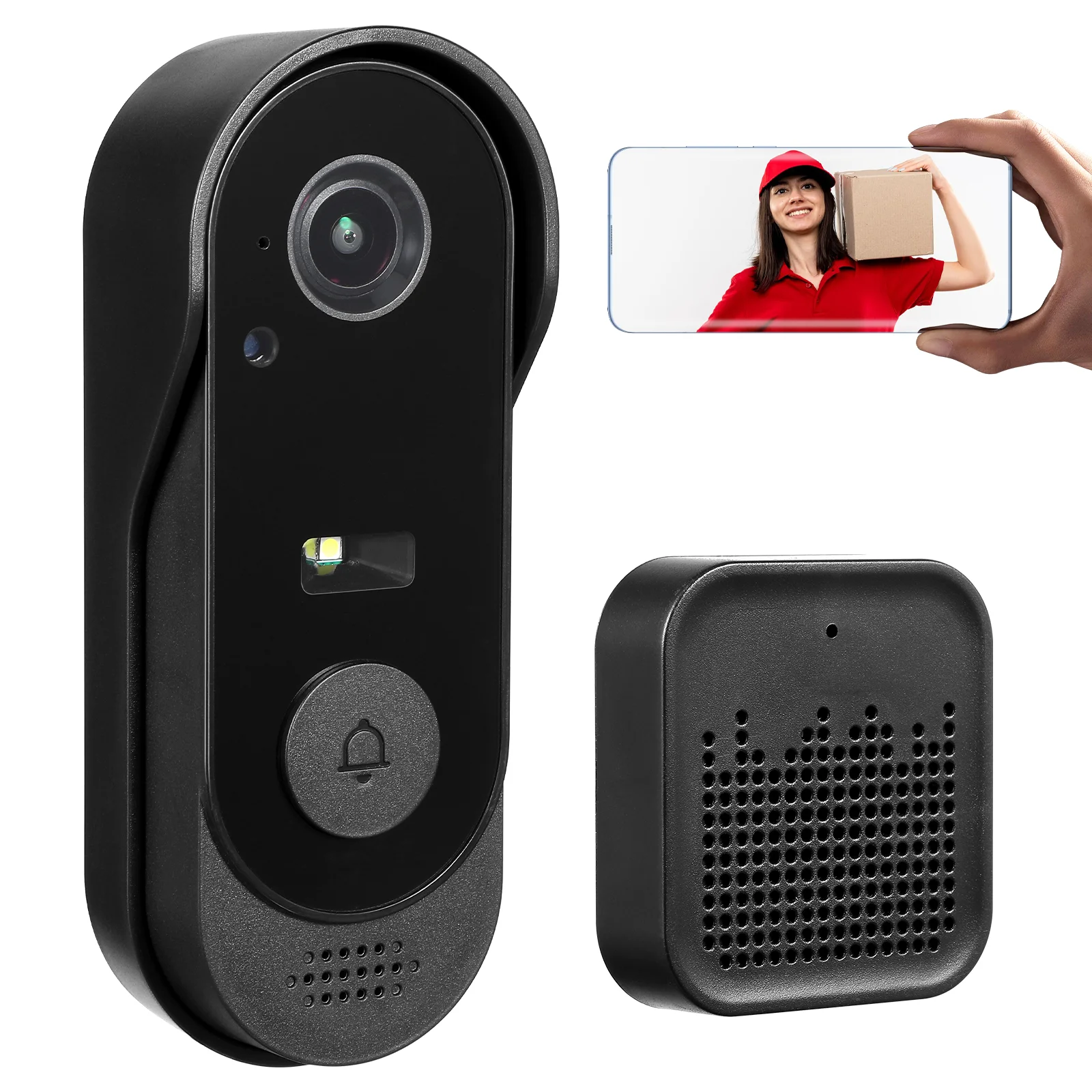 

Smart Doorbell Wireless Chime Intelligent Low Power Consumption Video Ringer With Camera Abs Home