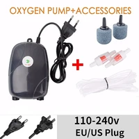 Aquarium Air Pump Fish Tank Mini Compressor Single Double Outlet with Check Valve Tube Aquatic Accessories 220V 3W 5W 1