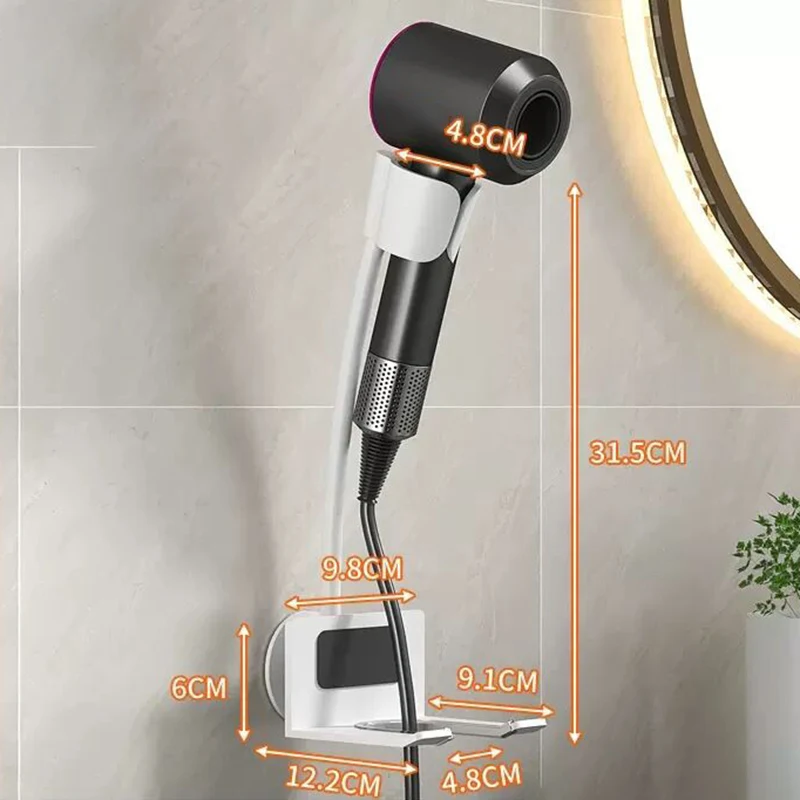 Wall Mounted Hair Dryer Holder Hair Straightener Dryer Hair Storage Rack Bathroom Organizer Shelves Washroom Organization Stand 2