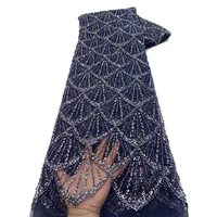 African Lace Fabric 2025 Sequins Beaded Embroidery Groom Nigerian Bridal High Quality French Tulle Lace Fabric For Wedding 3