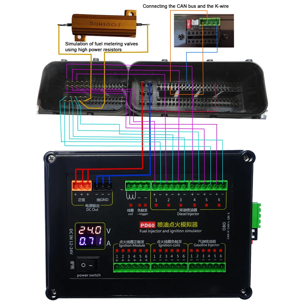 Fuel Injection Ignition Simulator PD60 ECU Maintenance Platform Test Equipment Tool for Gas-oline Diesel Vehicle Computer Board