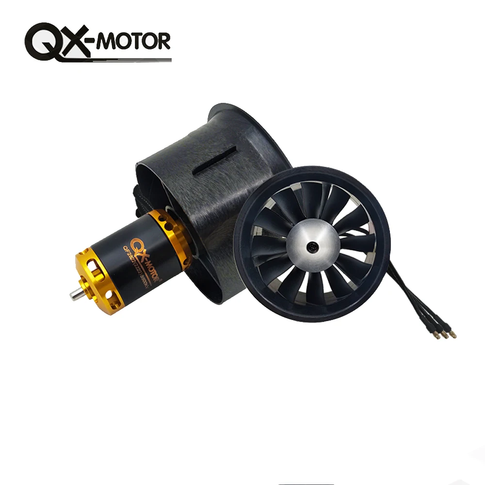 Moteur EDF Ducted Fan 90mm installé dans un drone, avec connexions électriques visibles.