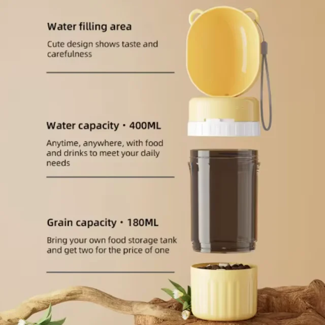 2 in 1 Portable Dog Water Bottle Pet Water Container with Food Storage Pet Travel Drinking Bowl for Dogs Cats Pet Supplies 6