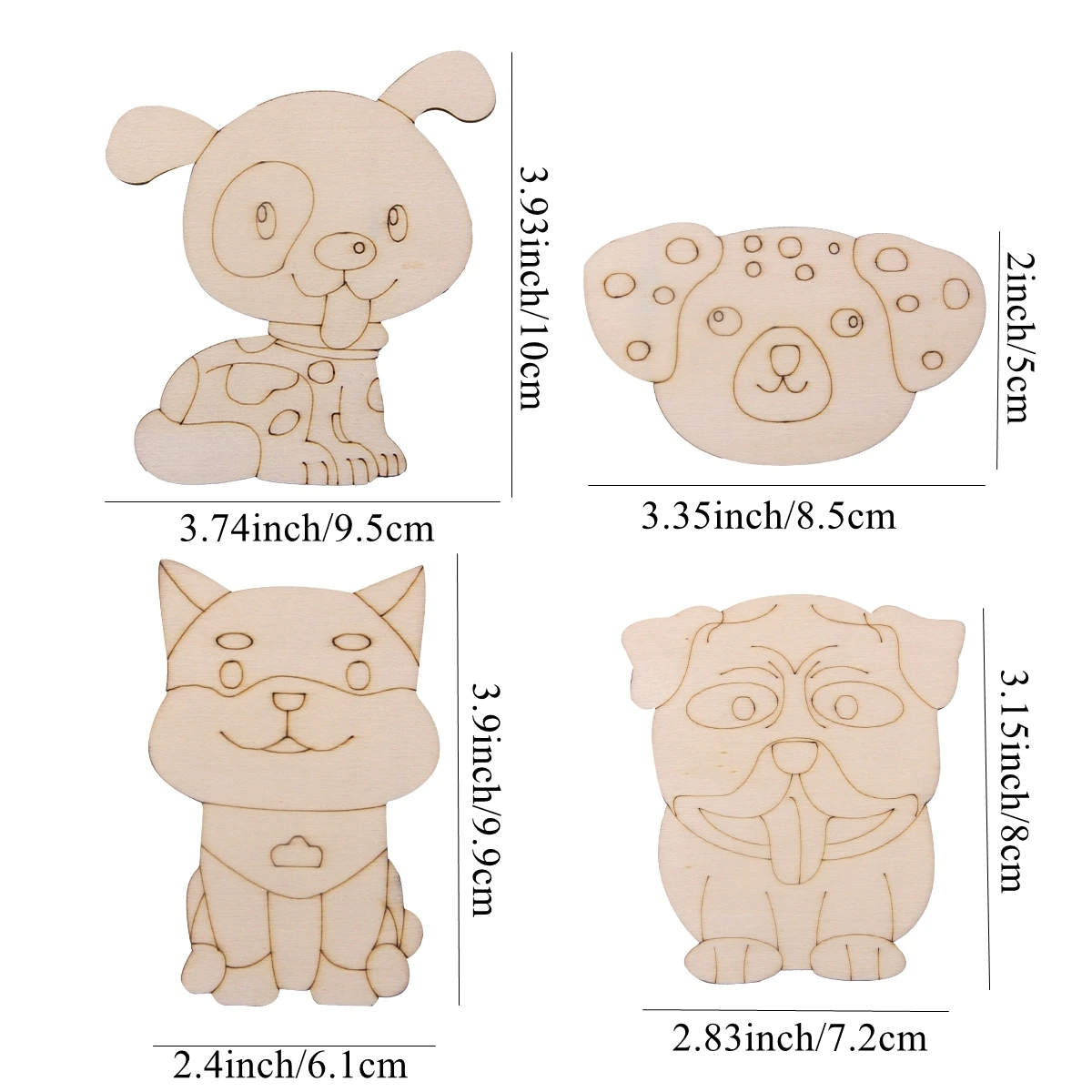 8Pcs/Set Carton Dogs Wooden Crafts Multi Type Dogs Ornament For Dog's Happy Birthday Party Decorations Kids DIY Painting Gifts