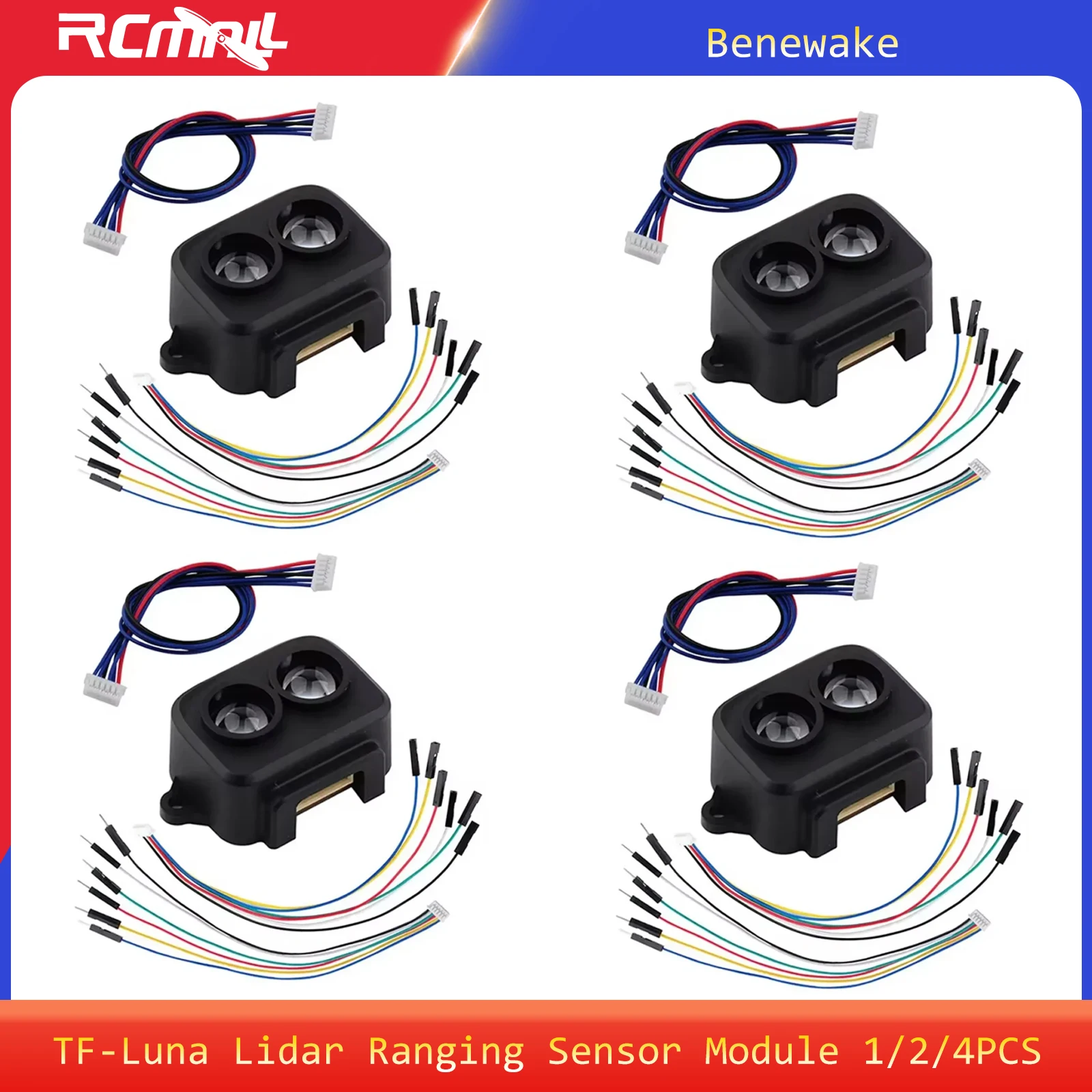1/2/4PCS TF Luna Lidar Ranging Sensor Module Range Finder Sensor UART/IIC Single-Point Micro Ranging Module for Arduino Pixhawk 1