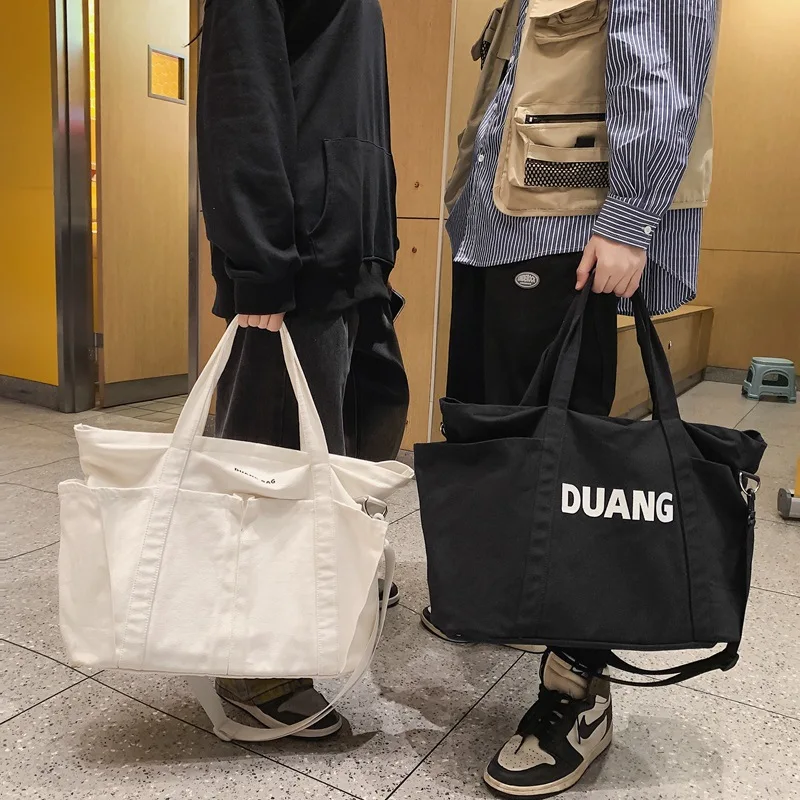 

Japanese simple canvas bag, large capacity messenger bag, men's and women's casual handbags, lazy style shoulder bag, tote bag