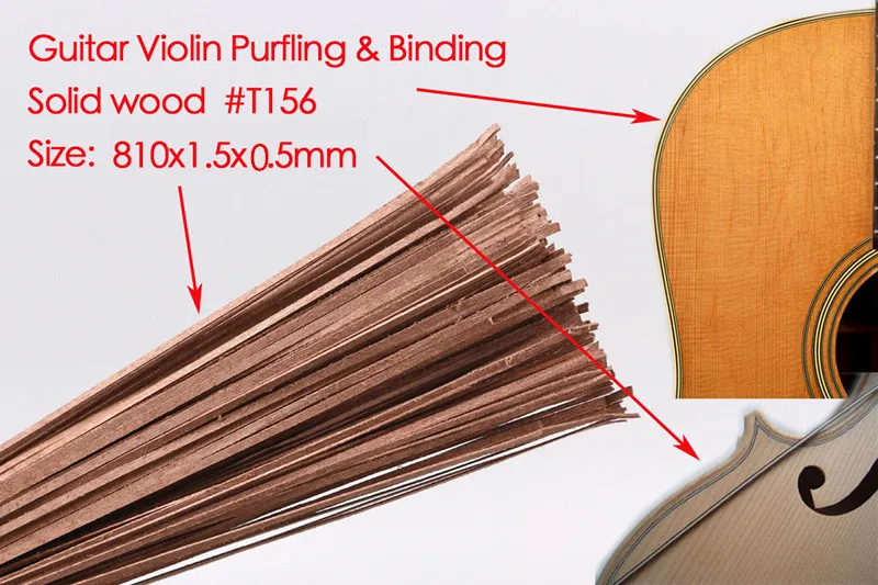 

50x Guitar Strip Wood Purfling Binding Guitar Body Parts Inlay 810x1.5x0.5mm 156#