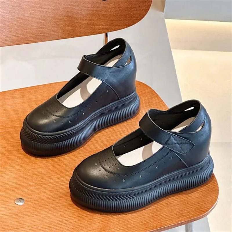 10cm 에어 메쉬 두꺼운 굽 앵클 부츠 여름 통기성 여성 부츠 레이스 통기성 모터사이클 플랫폼 웨지 여성 신발