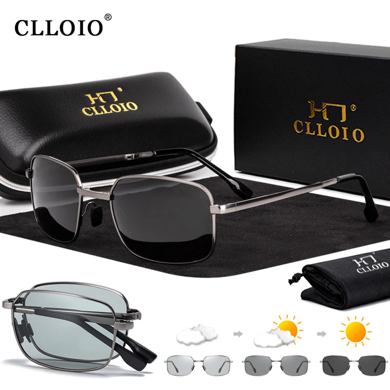 

Новые складные фотохромные солнцезащитные очки CLLOIO для мужчин и женщин, поляризационные солнцезащитные очки для вождения, антибликовые спортивные очки-хамелеон