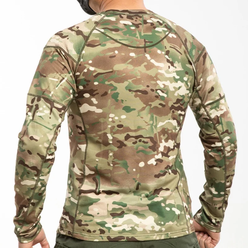 High Stretch Long Sleeve Tactical T-shirt Men Summer Thin Breathable Slim Gym Clothing Outdoor Hiking Sports Camouflage T Shirt