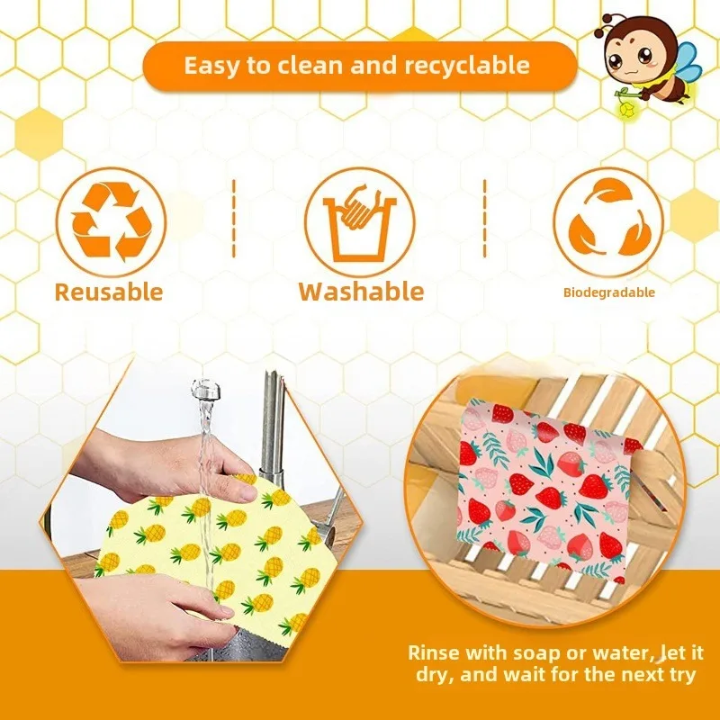 3PCS Set Reusable Organic Beeswax Food Wrap for Fresh Keeping and Eco Friendly Kitchen Plastic Packaging Paper Food Packaging 5