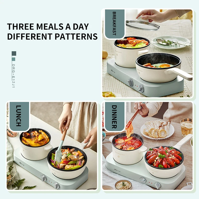 Electric cooking pot double stove electric frying pot multifunctional electric hot pot split type frying and stewing pot steamer 4