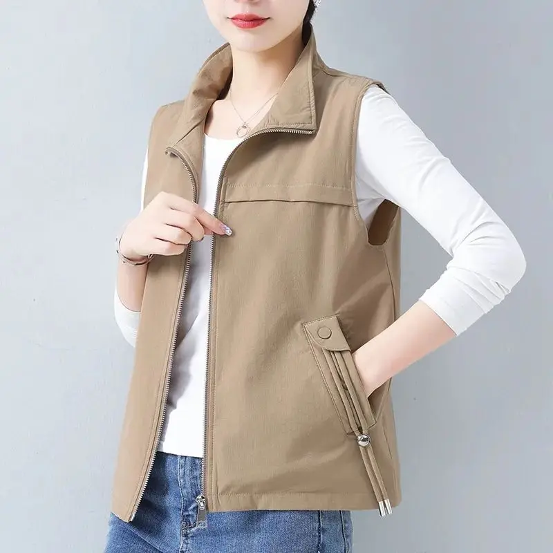 

Женский жилет на молнии с карманами, повседневный Свободный жилет в Корейском стиле, модель R2690 на весну и осень, 2023