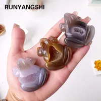 1PC Natural Crystal Agate Frog Hand Engraving Display Healing Crystals Home Decoration Gift 1