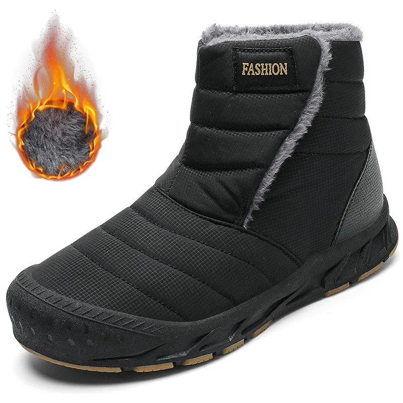 Winter Men Snow Boots Big Size Warm Plush Ankle Botas Hombre Long Fur