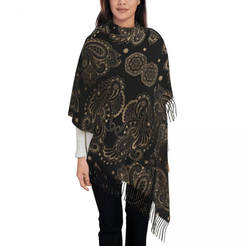 

Oriental Paisley Ornament Tassel Scarf Women Soft Shawl Wrap Ladies Winter Scarves