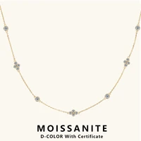 Lnngy 3mm&2mm Moissanite Choker Necklaces Collar Plata 925 Sterling Silver Clavicle Chain Necklace For Women Neck Jewellry Gift
