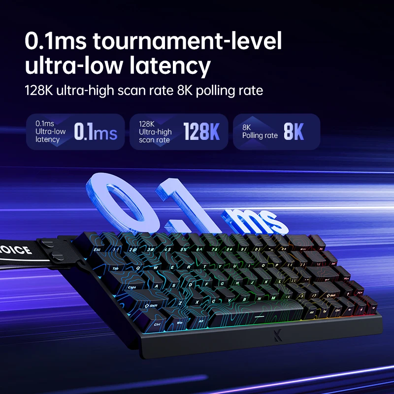 MCHOSE Ace 68 Mechanical Keyboard Wired Hall Effect Ice Blue Magnetic Switch Hot Swap Esports PC Gaming Keyboard Valorant Office