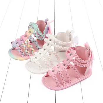Colorato 0-18M Bambino Carino Punta aperta Pre scuola Sandali estivi Principessa Casual Fondo in tessuto morbido antiscivolo Scarpe singole da donna 1