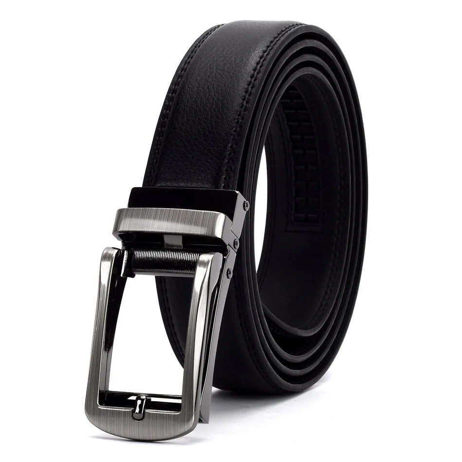 High Quality ratchet Automatic Buckle black Genuine Real Cow Leather Belts for Men male strap men`s Belt  Width3.0 cm 남성벨트