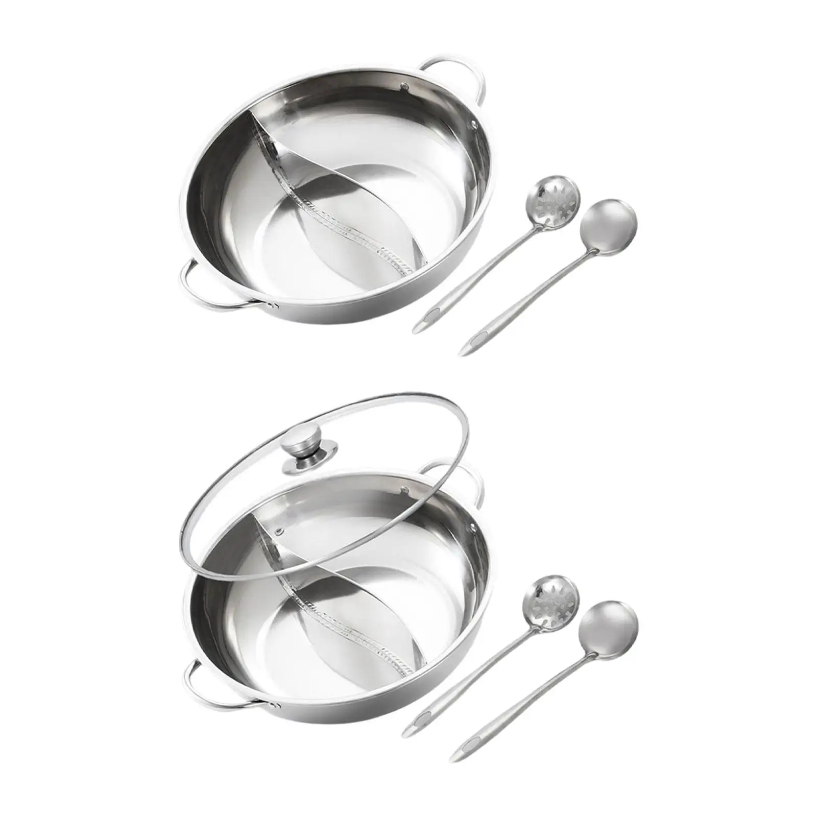 칸막이 달린 스테인리스 스틸 냄비, 만다린 오리 냄비, 양면 수프 스톡 포트 