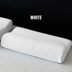 Ergonomic Memory Foam Contour Pillow with Breathable Cover for Pain Relief & Deep Sleep (WHITE)
