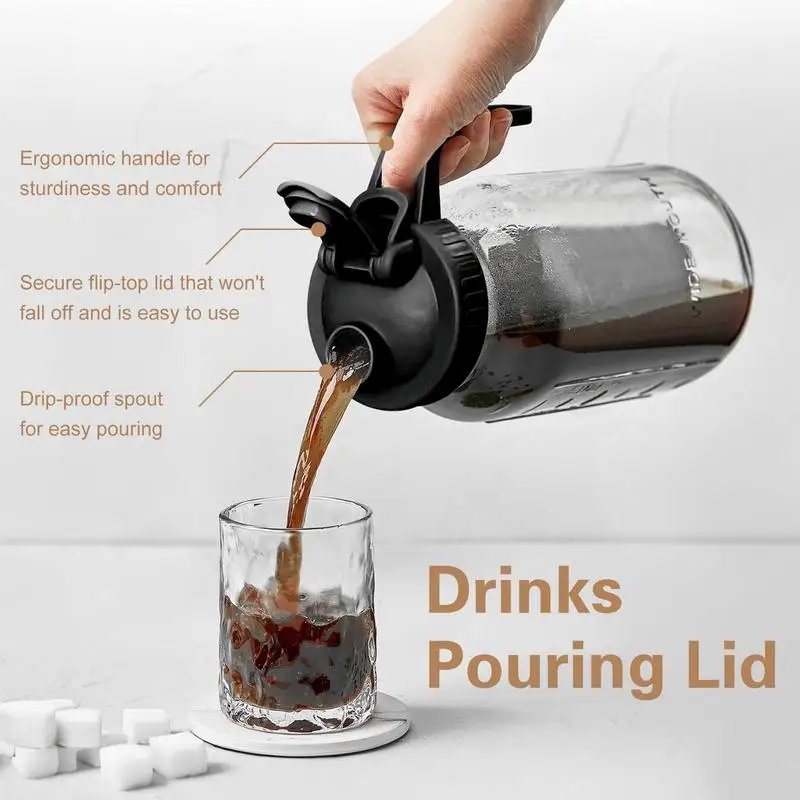 Wide Mouth Mason Jar Pour Spout Lid 2pcs Wide Mouth Mason Jar Lids With Handle Silicone Sealing Gasket Airtight & Leak-Proof