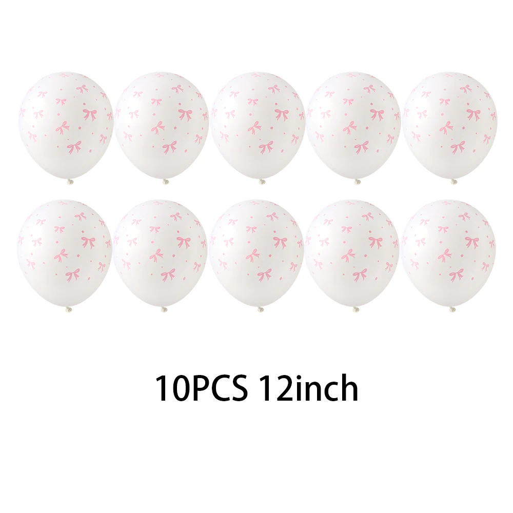 thumbnail image 1 of Juego de 10 o 30 globos de látex con lazo rosa y blanco de 12 pulgadas, con confeti rosa y dorado, para bodas, compromisos, cumpleaños, baby showers y fiestas., 1 of 5