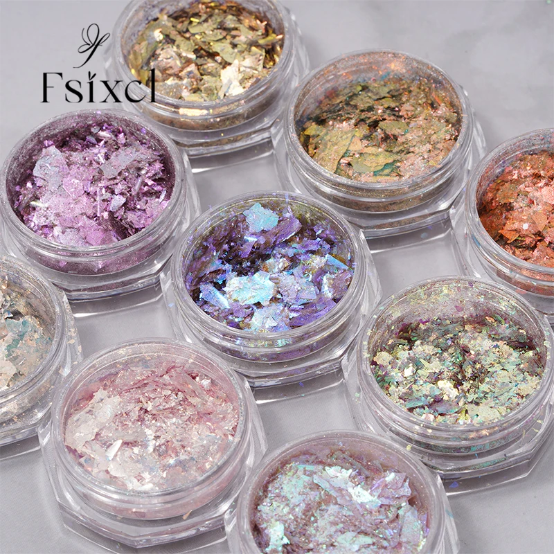 

FSIXCL 25 Color Aurora Opal Flakes Powder Colorful Glitter for Manicure Design Irregular Flake Nail Art Decoration WK Series