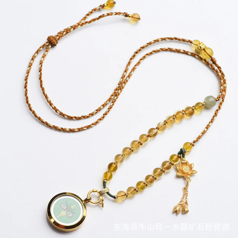 손으로 짠 자킬람 황수정 펜던트 로프, Thangka 남녀공용, 랜야드 태국 부적 로프, 티베트 민족 스타일