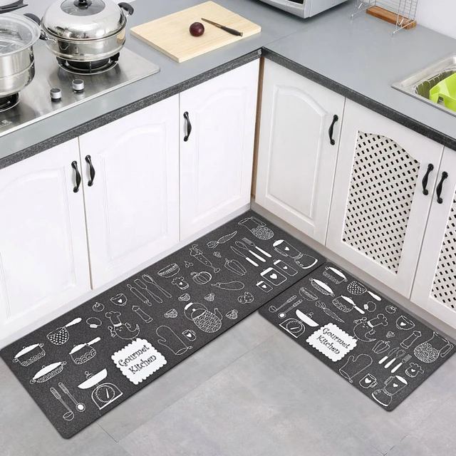 Traves de cocina, Alfombra de cocina lavable, antideslizante, PVC  resistente, diseño MosaicoGrey, 52 x 50 cm