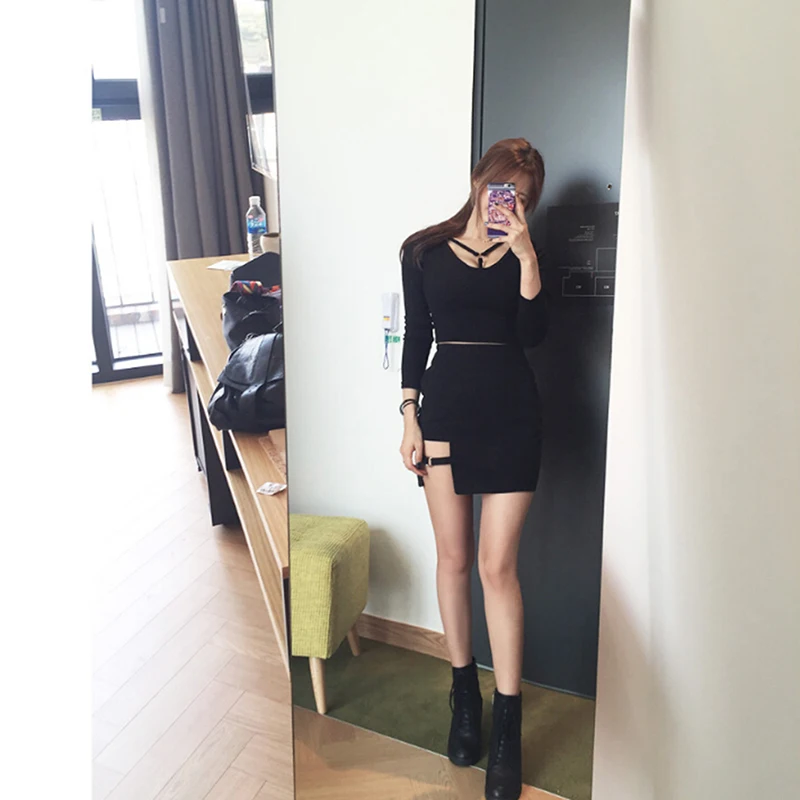 섹시한 여성 스커트 미니 비대칭 블랙 하이 웨스트 여성 스커트, 여성 개성 있는 파티 클럽 스팽글 불규칙한 밑단 스커트