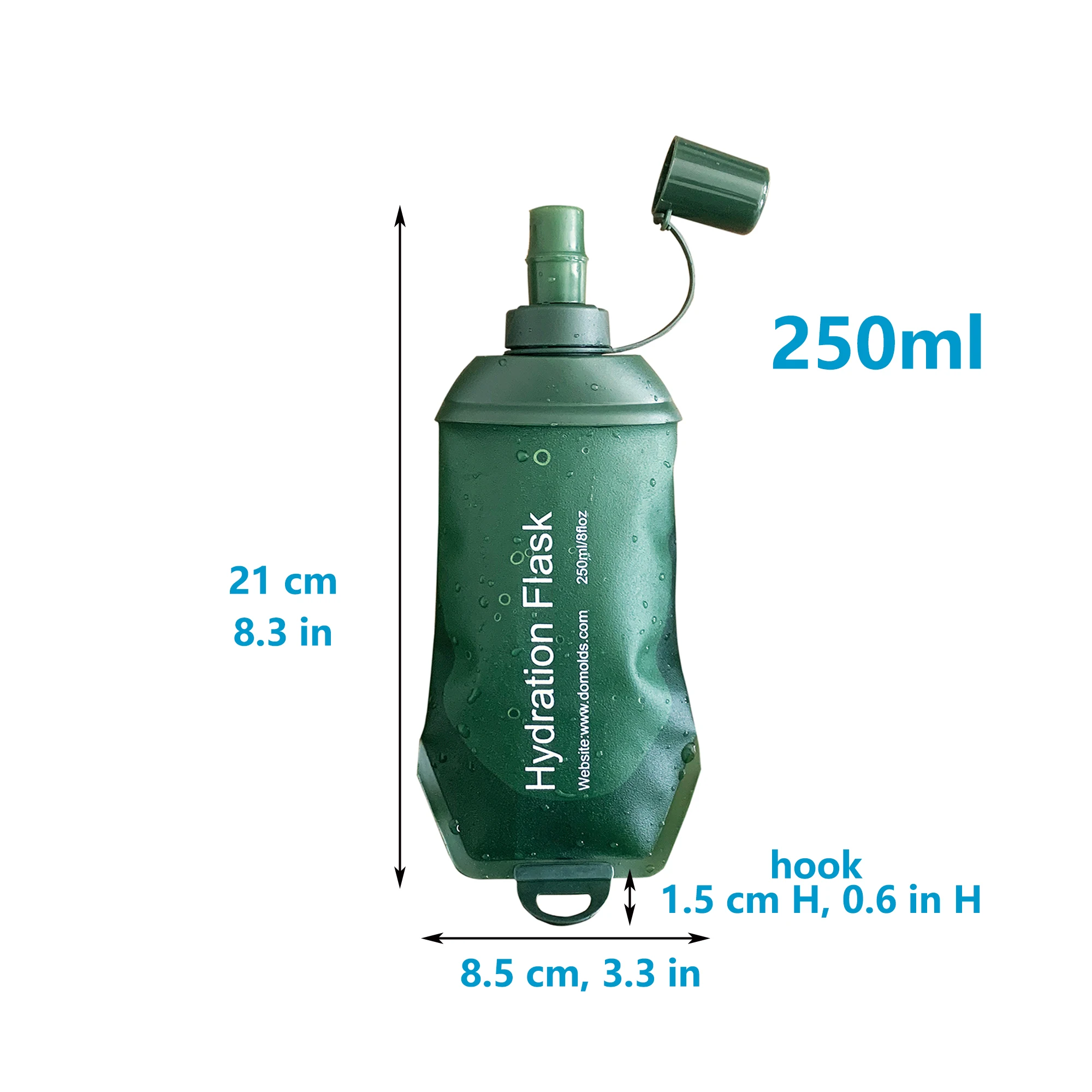 Collapsible Soft Flask - White Folding Water Bottle for Outdoor Activities (500ml, 250ml, 150ml)