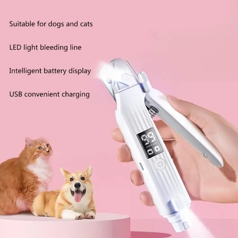 2 In 1 Electric Pet Nail Grinder Led Light Cat Dogs Nail Clippers Usb Rechargeable Nail Cutter Grooming Trimmer Pet Supply 1