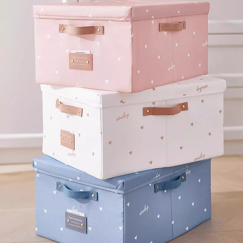 Clothes Quilt Storage Box With Lids Large Capacity Fabric Folding Cloth Organizer Closet Organizer Book Toys Blanket Storage Box 4
