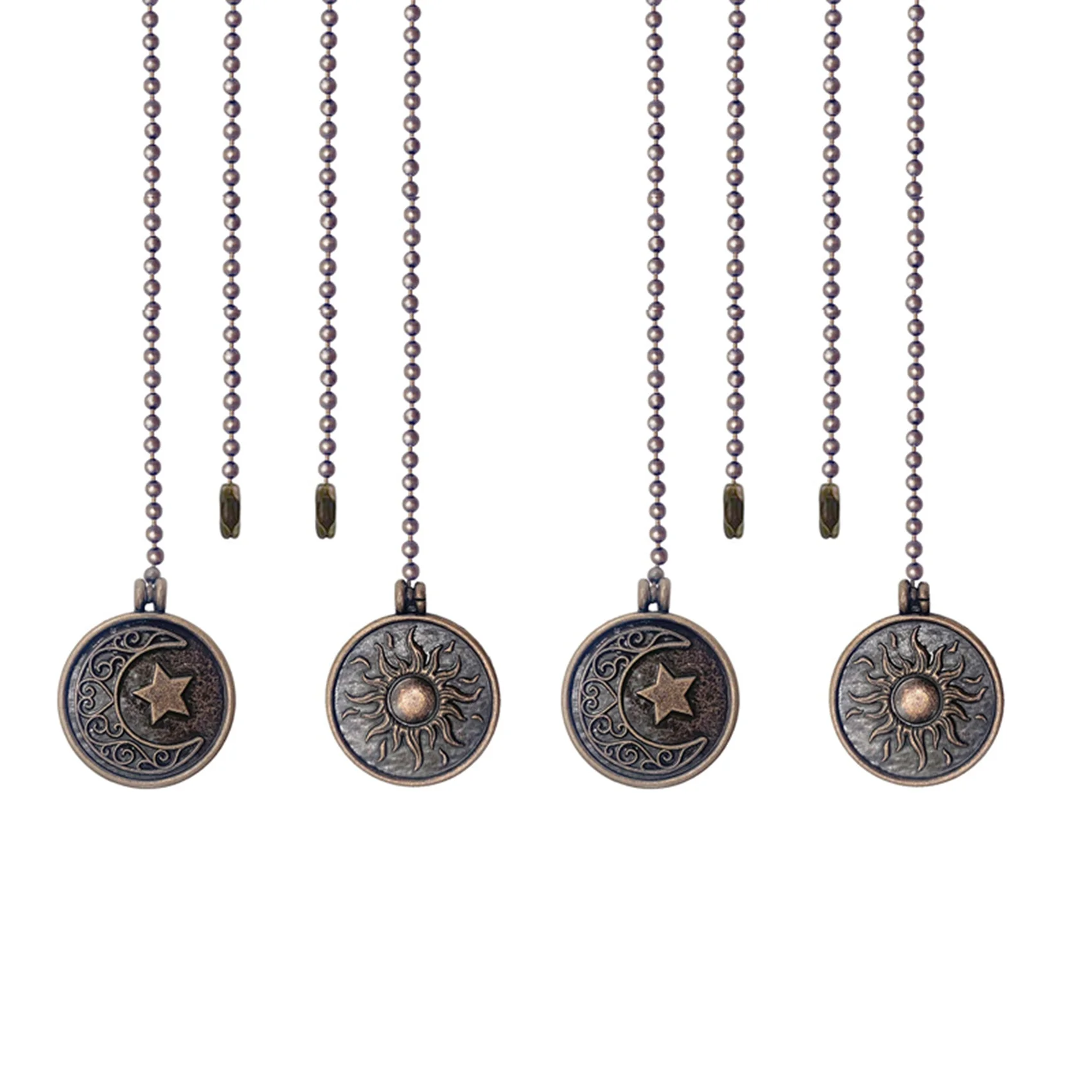 

4Pcs Ceiling Fan Pull Chain Set Pattern Pull Chains Extension Copper Beaded Ball Fan Pull Chain with Ornament