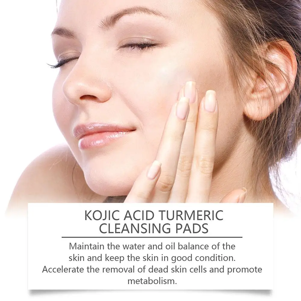 Turmeric Kojic Acid Exfoliating Glowing Cleansing Pads Fades Dark Spots Exfoliation Pads Facial Clean Sponge Skin Care Products cleansing pad