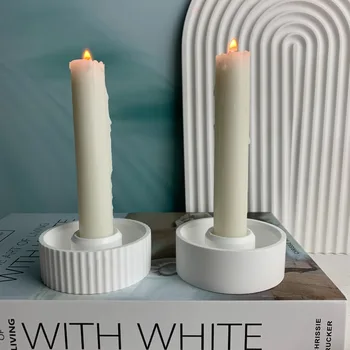 Round Candle Holder Silicone Mold – Taper Candlestick & Concrete Base Mold 1