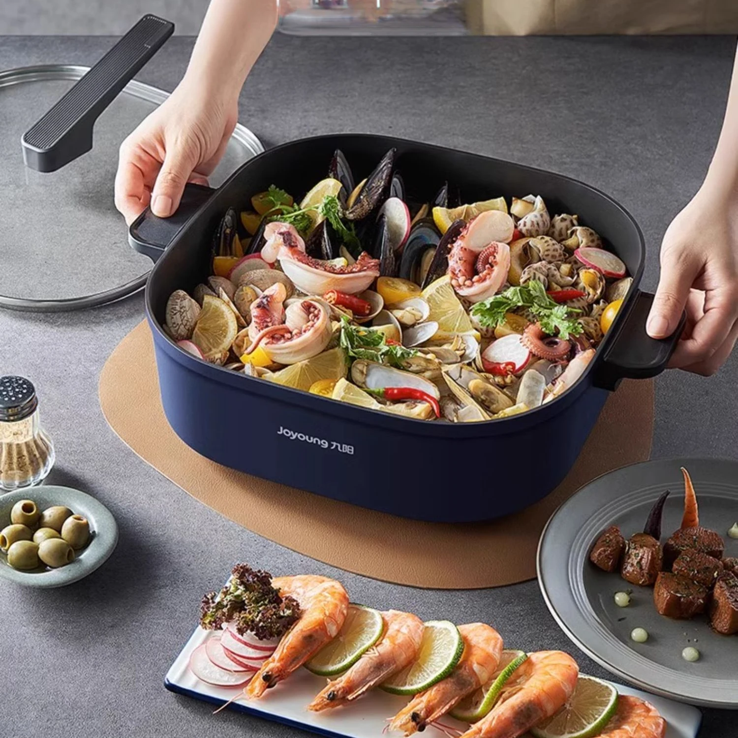 220V 6L Non-stick Electric Hot Pot 2 Flavor Cooker Available Split Type Multi Cooker Home Frying Pan 6