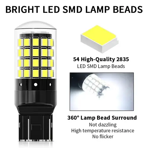 2pcs 1156 BA15S P21W BAU15S PY21W 7443 W21/5W T20 7440 W21W WY21W 1157 P21/5W BAY15D 54 LED Bulbs CanBus Lamp Turn Signal Lights - Image 3