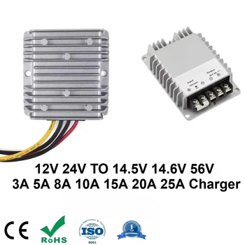 Caricabatterie DC-DC 12V/24V a 14.5V/14.6V 56V 3A 5A 10A 15A 20A Convertitore Regolatore di Tensione per Batterie al Litio, Piombo-Acido, LiFePO4