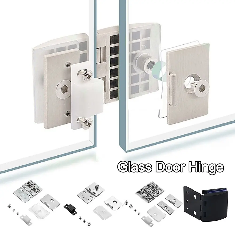 Brushed Nickel Glass Door Hinge Embedded Zinc Alloy Cabinet Door Hinge Durable Cabinet Glass Clamp Accessories