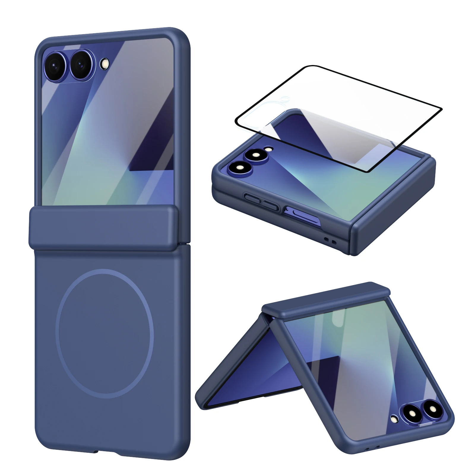Enhanced Full-Body Magnetic Case with Glass Screen Protector, Shockproof & Drop-Proof Design
