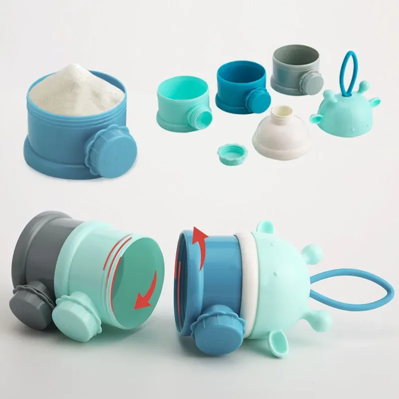 3Layer Cute Deer Portable Baby Food Storag Box Multiple Openings Cereal Cartoon Infant Milk Powder Box Toddle Snack Container milk powder storage box