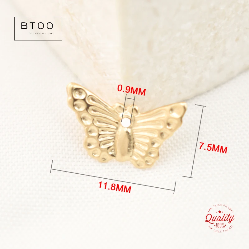 Real 14K Gold Filled Pendant Butterfly Charm Jewelry for DIY Bracelet Necklace Making Jewelry Findings Jewelry Accessories
