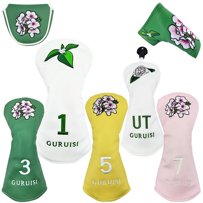 Golf Head Covers Flower embroidery Golf Club #1 #3 #5 Wood Head covers Driver Fairway Woods Cover Putter Headcover