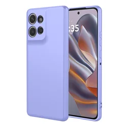 Frosted Rubber Case with Microfiber Lining - Rugged Armor Silicone Protection for Moto Edge 50 Neo (Light Purple)